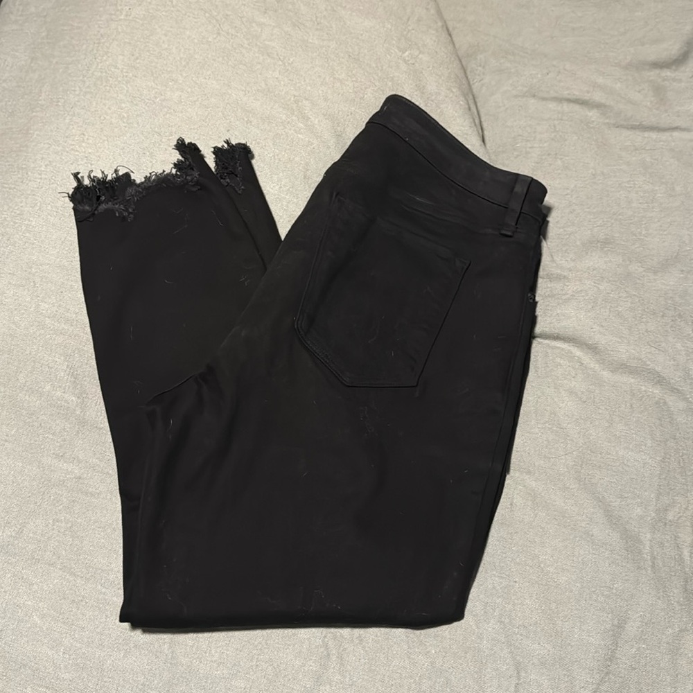 Curve Love Black Frayed Jeans
